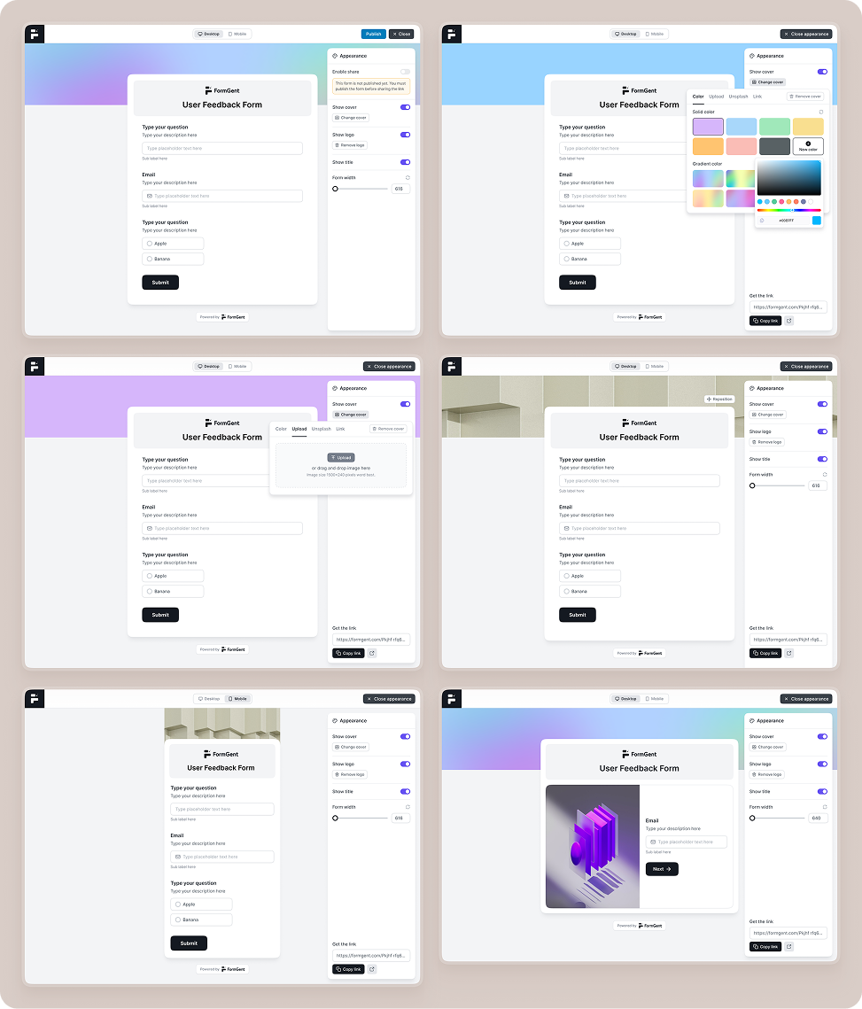 FormGent form appearance settings