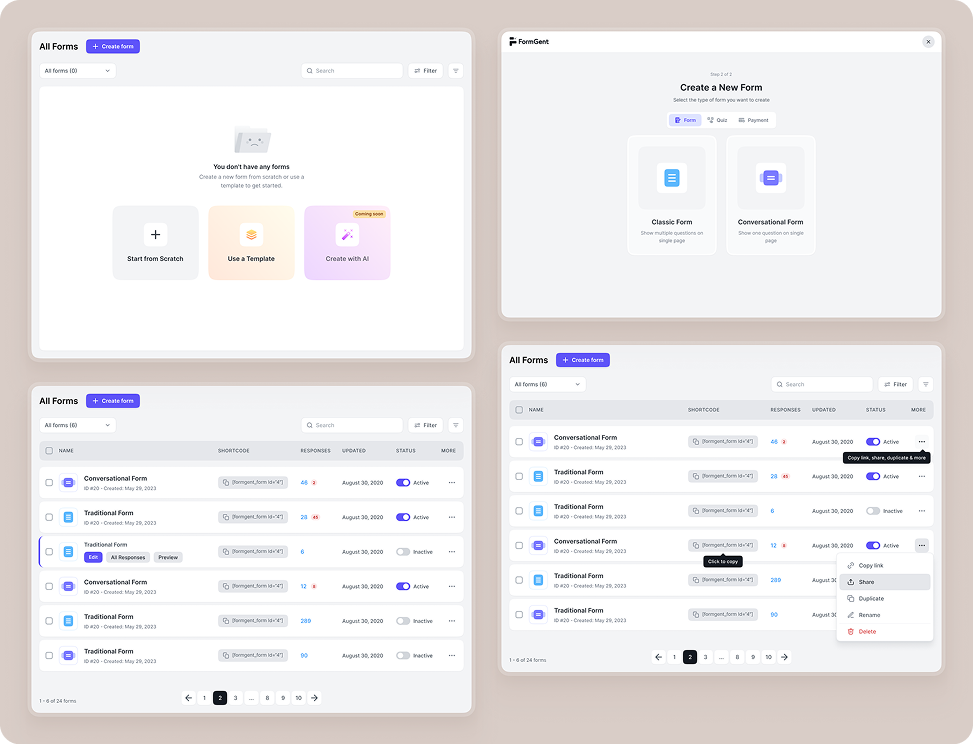 FormGent creating form interface